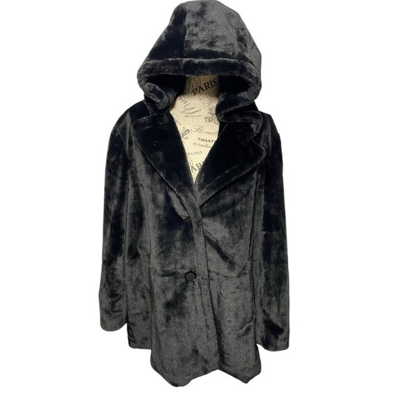 NVLT Hooded Faux Mink JACKET Black Sherpa Coat Womens Sz 1X NWT Anthropologie - Picture 2 of 12